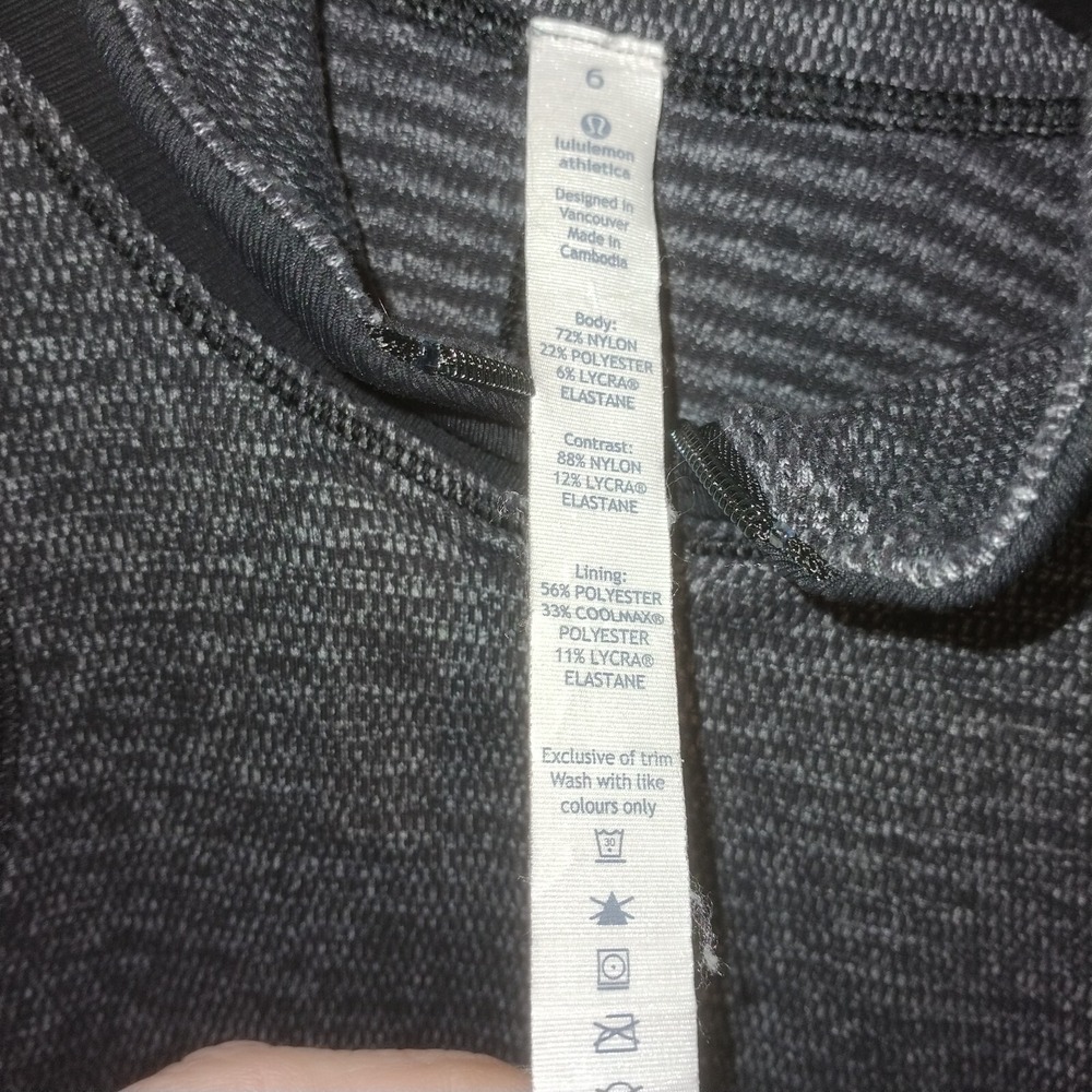 Lululemon 6 Base Runner 1/2 Zip Heathered Charcoal Gray Black Thumb Holes L-Slv - Picture 5 of 13
